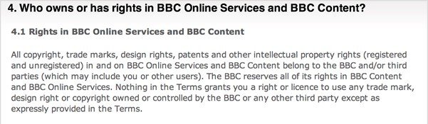 BBC Terms of Use: Who owns or has rights