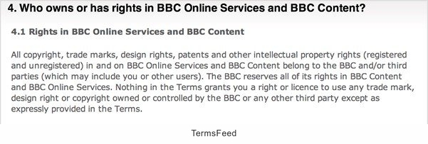 BBC Terms of Use: Who owns or has rights