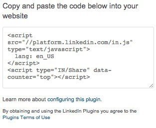 LinkedIn Footer Notification of Plugins Terms of Use