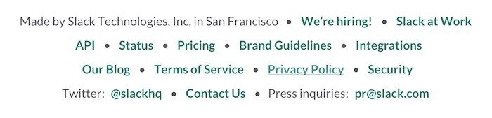 Slack Website Footer