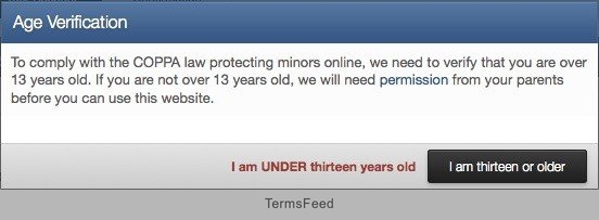 Age Verification for COPPA Method