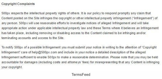 500px Copyright Complaints