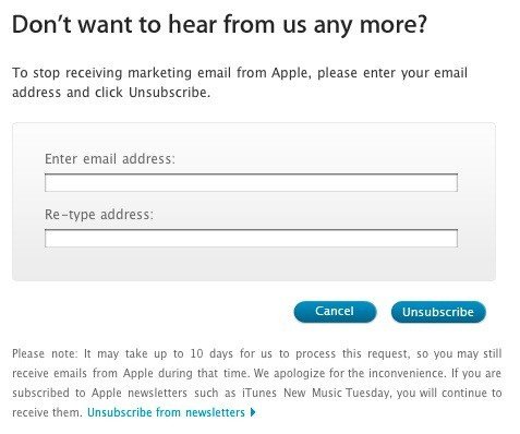 Apple: Confirm email to opt-out from emails