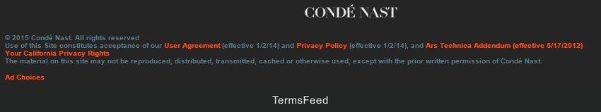 Ars Technica Website Footer