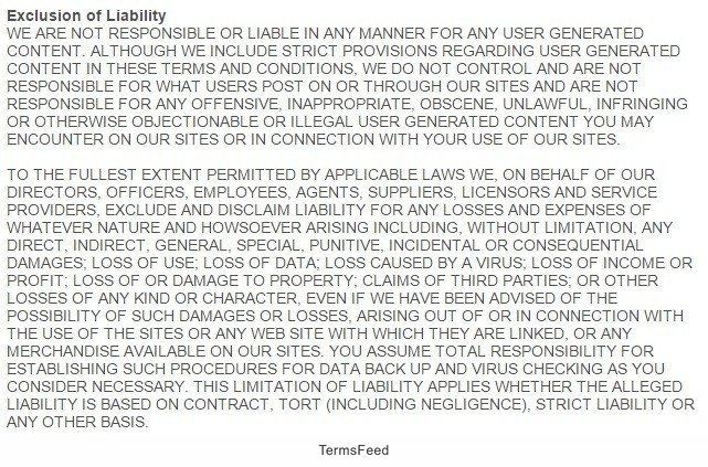 Gander Mountain Exclusion Clause