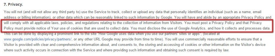 Google Analytics Terms of Service: Privacy Clause