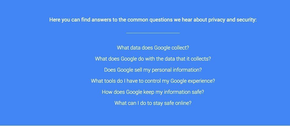Google: FAQ Section on Privacy and Security