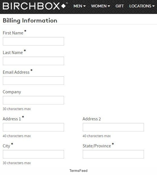BirchBox Account Sign-up Page