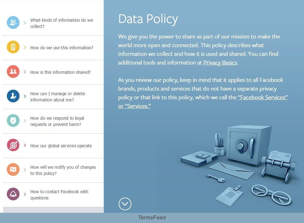 Screenshot of Facebook Data Policy Section