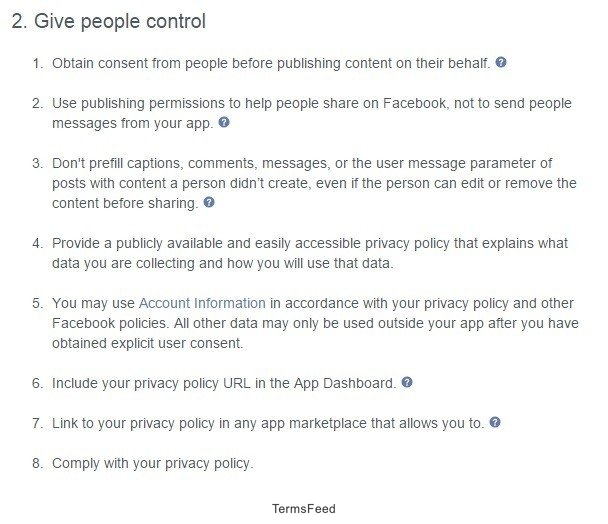 Facebook Platform Policy: Give People Control