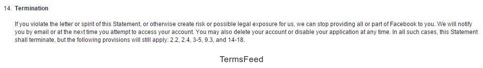 Facebook Terms of Service: Termination Clause