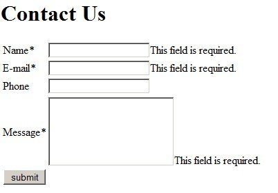 Generic Contact Us Form With Phone Field