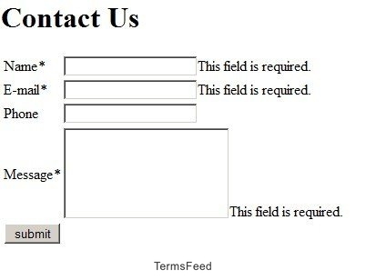 Generic Contact Us Form With Phone Field