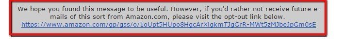 Opt-out Link in Amazon Email Campaign