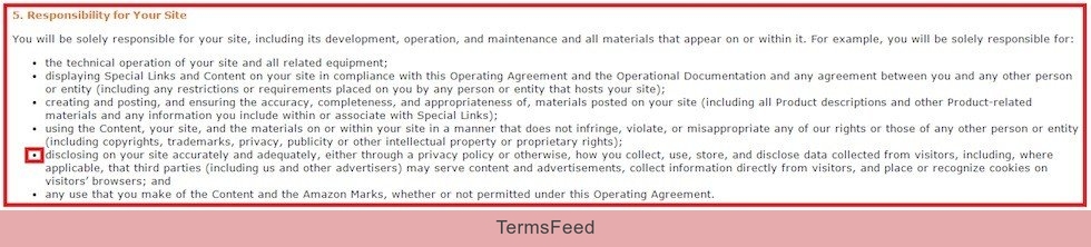 Section 5 of Amazon Associates Operating Agreement