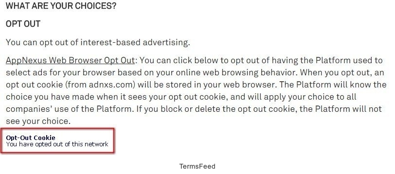 AppNexus Active Cookie Status: Opted-Out