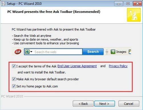 Ask Toolbar Wizard: I Accept The