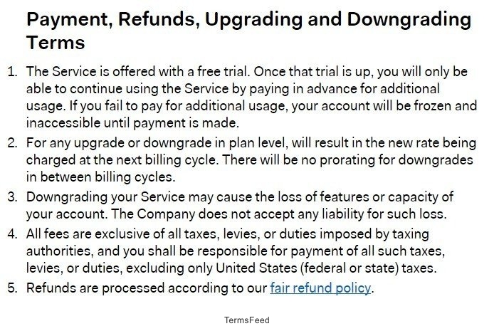 Basecamp Terms of Service: Clause on Payments, Refunds and Cancellations