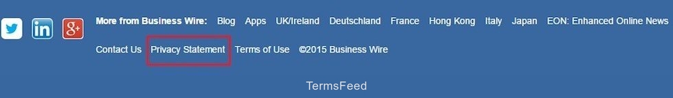 Footer from BusinessWire Website