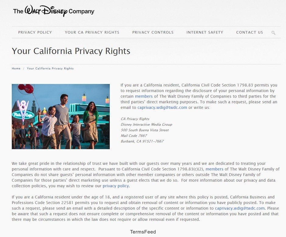 Disney: Your California Privacy Rights Notice