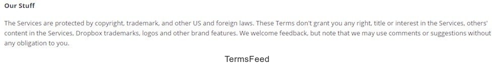 Our Stuff clause from Dropbox Terms of Service