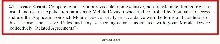 Example of License Grant Clause