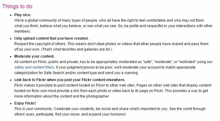 Flickr Community Guidelines: Things to do