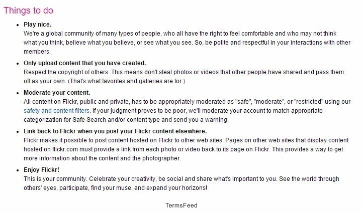 Flickr Community Guidelines: Things to do