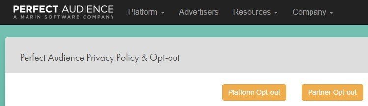 Screenshot of Perfect Audience Opt-out highlights