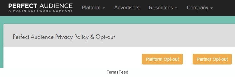 Screenshot of Perfect Audience Opt-out highlights