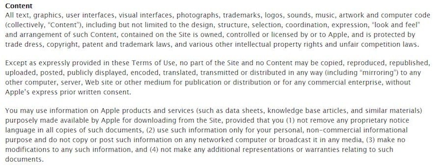 Terms of Apple Store: Intellectual Property Clause
