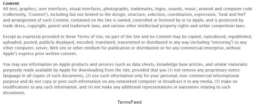 Terms of Apple Store: Intellectual Property Clause