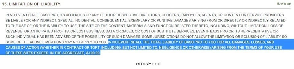 Limitation of Liability clause from Boss Pro