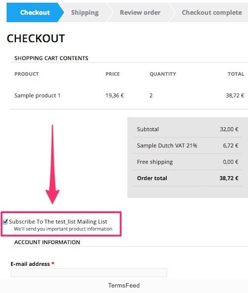 Drupal and MailChimp: Example of Clickwrap Checkbox