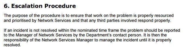 SLA of Monash University: Escalation Procedure