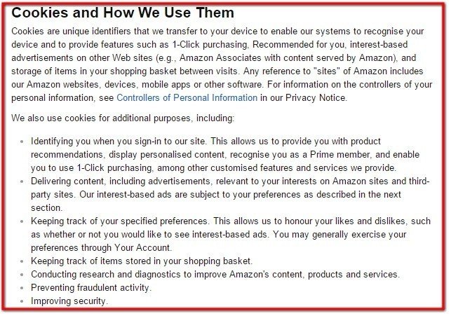 Cookies and How We Use Them in Amazon UK Policy