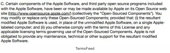 Apple iTunes License: Open-source Components