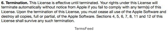 Apple iTunes License: Termination clause
