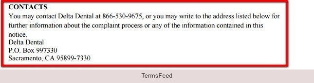 Contacts clause in HIPAA Notice of Delta Dental