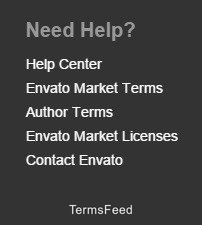 Screenshot of website footer of Envato Market