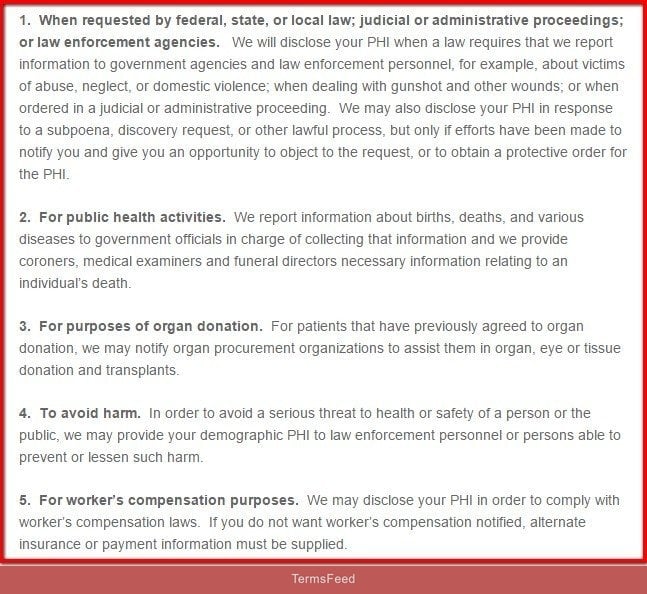 Other Uses clause in HIPAA Notice of Floyd Memorial