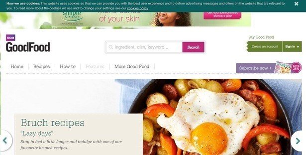 Example of Top Banner Pop-up from GoodFood