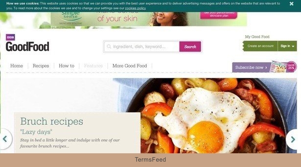 Example of Top Banner Pop-up from GoodFood