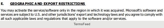 Microsoft Office 365 License: Geographic Restrictions
