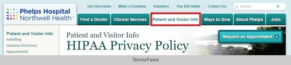 Highlight Patient and Visitor Info from Phelps Memorial Hospital Center