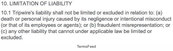 Limitation of liability clause in Tripwire agreement, part 1