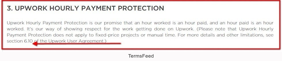 Hourly Payment Protection clause in Contractor Policies of UpWork