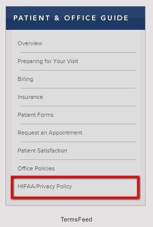 Washington Radiology: Highlight link to HIPAA Privacy