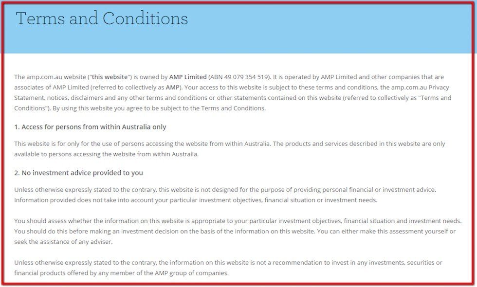 Terms and Conditions of AMP