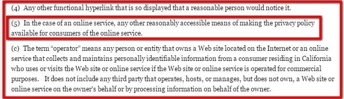 Reasonably accessible in California Business Code